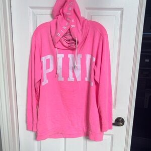 Pink Hoodie with White Lettering
